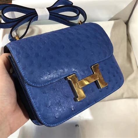 hermes ostrich constance blue|hermes constance handbags.